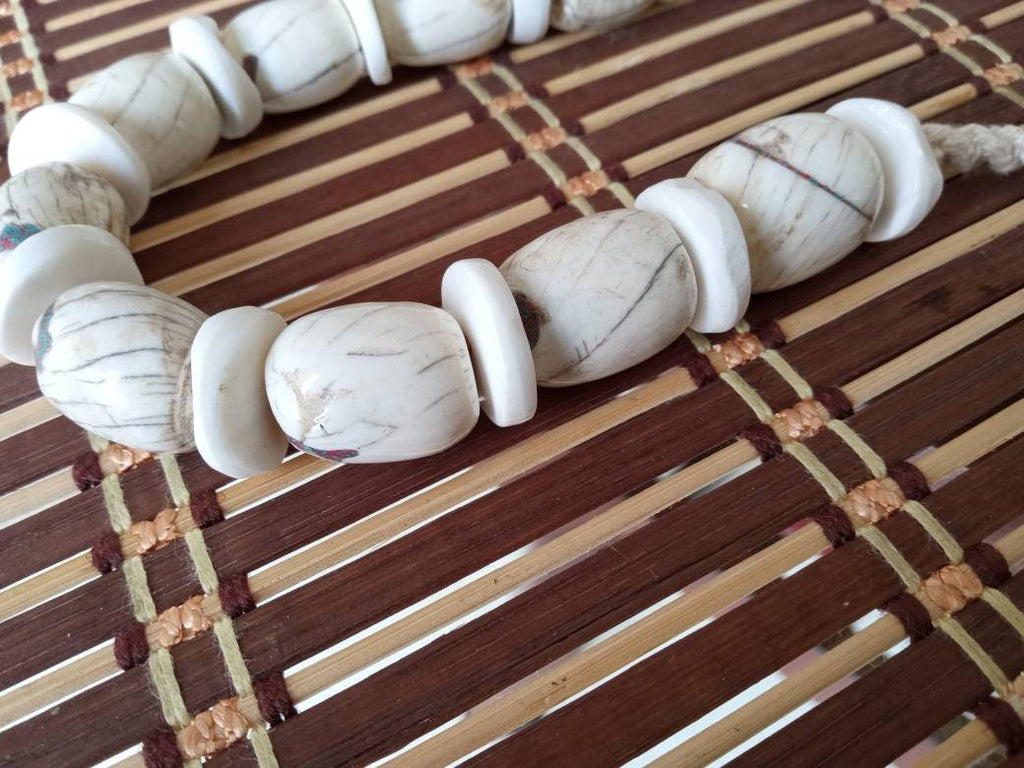Nepal ethnic naga conch shell bead strand rustic beads barrel shape and disc shape nepalese tribal inlaid shell beads STR006AD