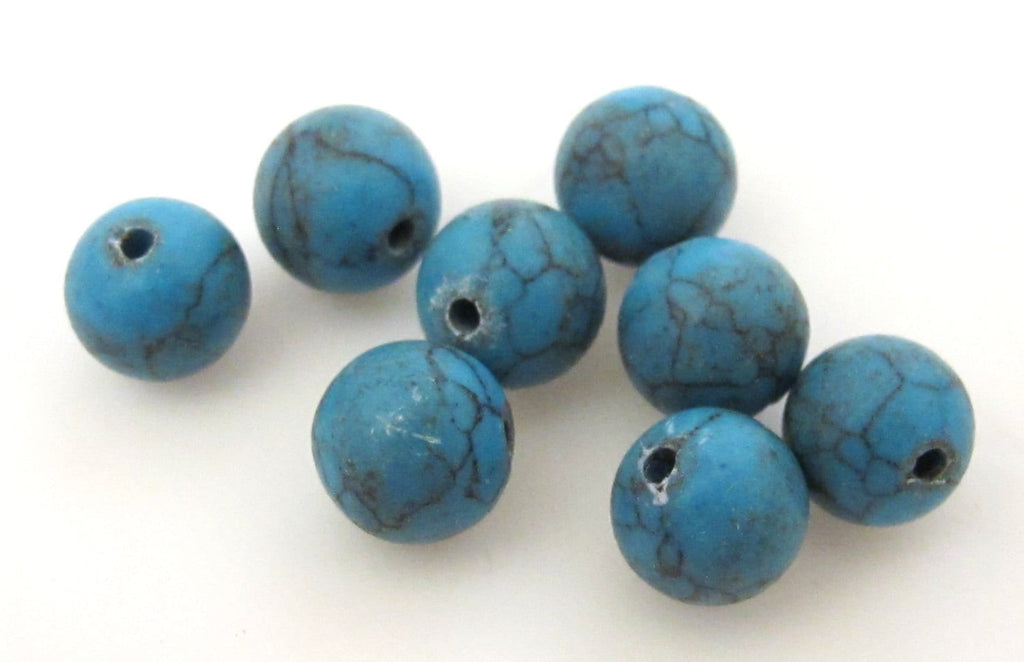 8 Beads- Round shape tibetan stabilized turquoise beads 8 mm size - GM173