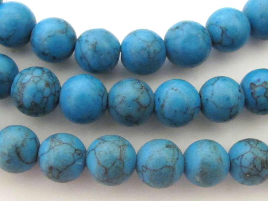 8 Beads- Round shape tibetan stabilized turquoise beads 8 mm size - GM173