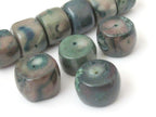 4 Beads - Thick large green color dyed coral beads - GM176