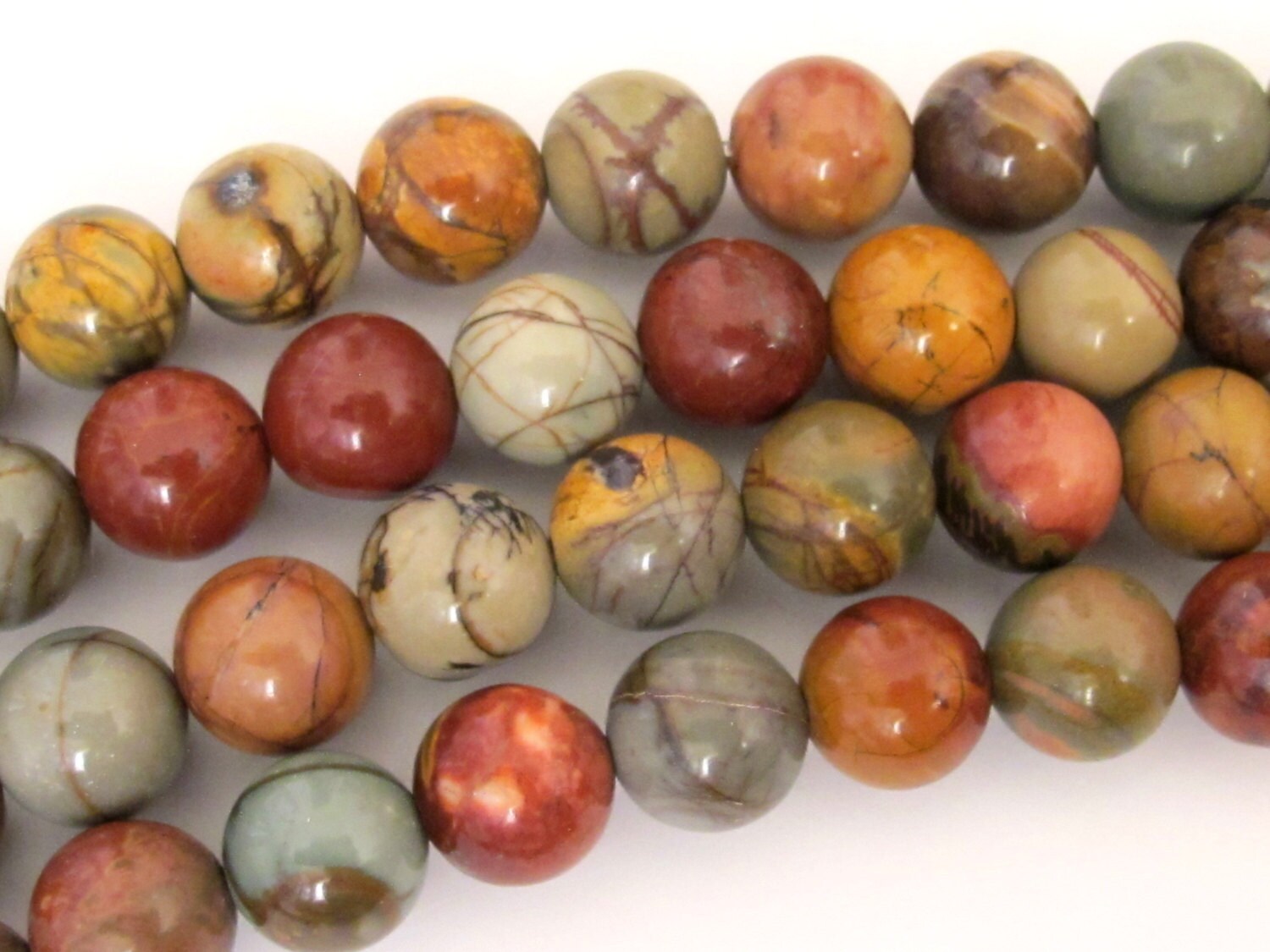 Picasso Colorful Jasper nature art round beads 10 mm - 3 beads - GM180