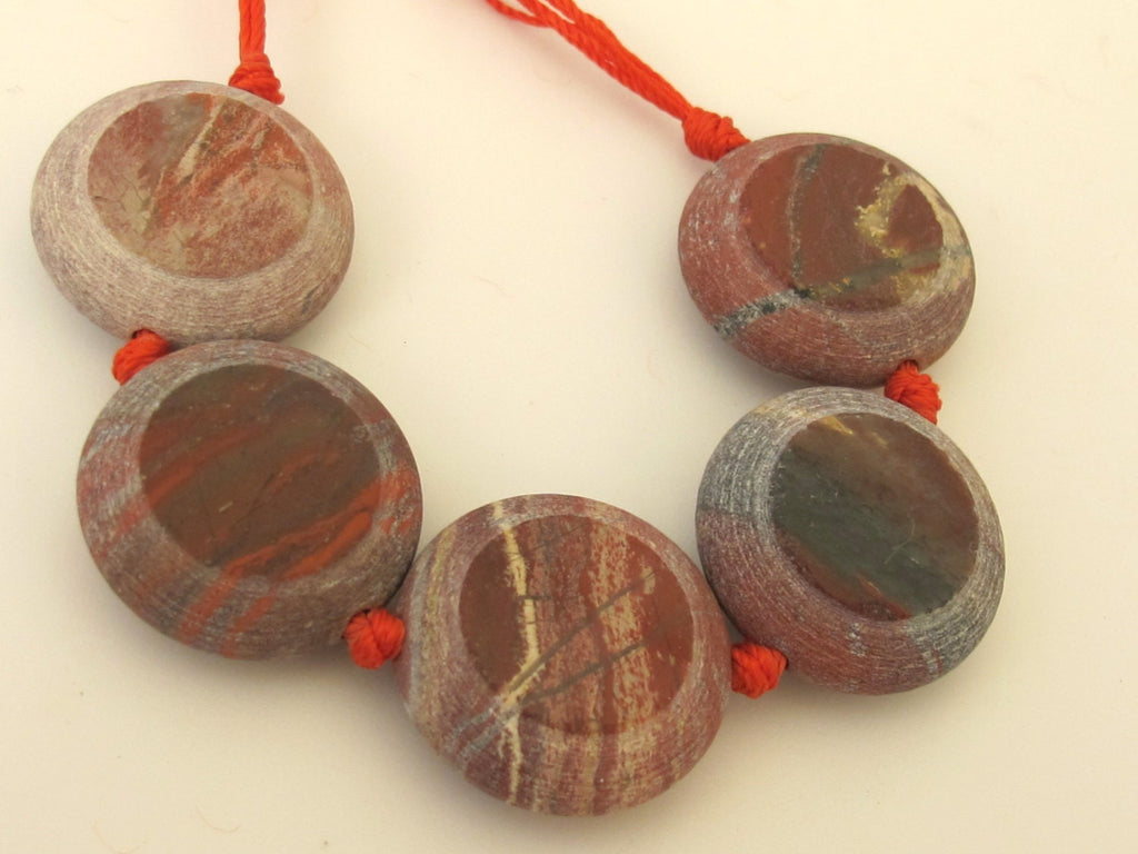 Beautiful round coin shape carnelian gemstone beads 22 mm - 2 beads - GM181