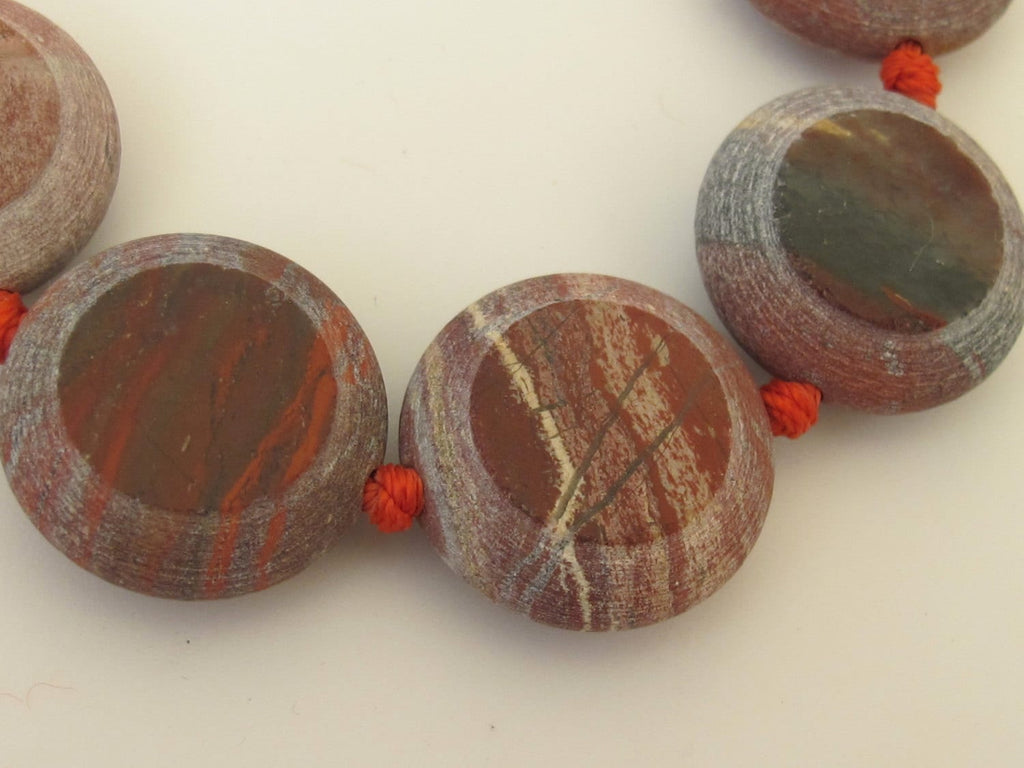 Beautiful round coin shape carnelian gemstone beads 22 mm - 2 beads - GM181