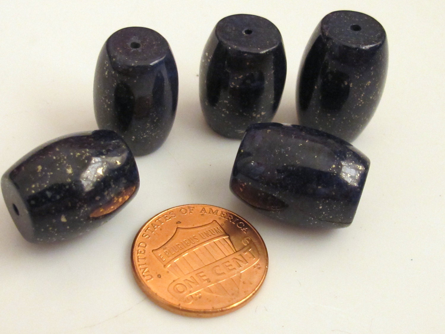 Thick Afghan lapis lazuli drum shape beads - GM183 - 1 bead