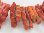 8 Beads - Varying length and shape branch coral stick beads dyed red salmon color - 8 pieces - GM185