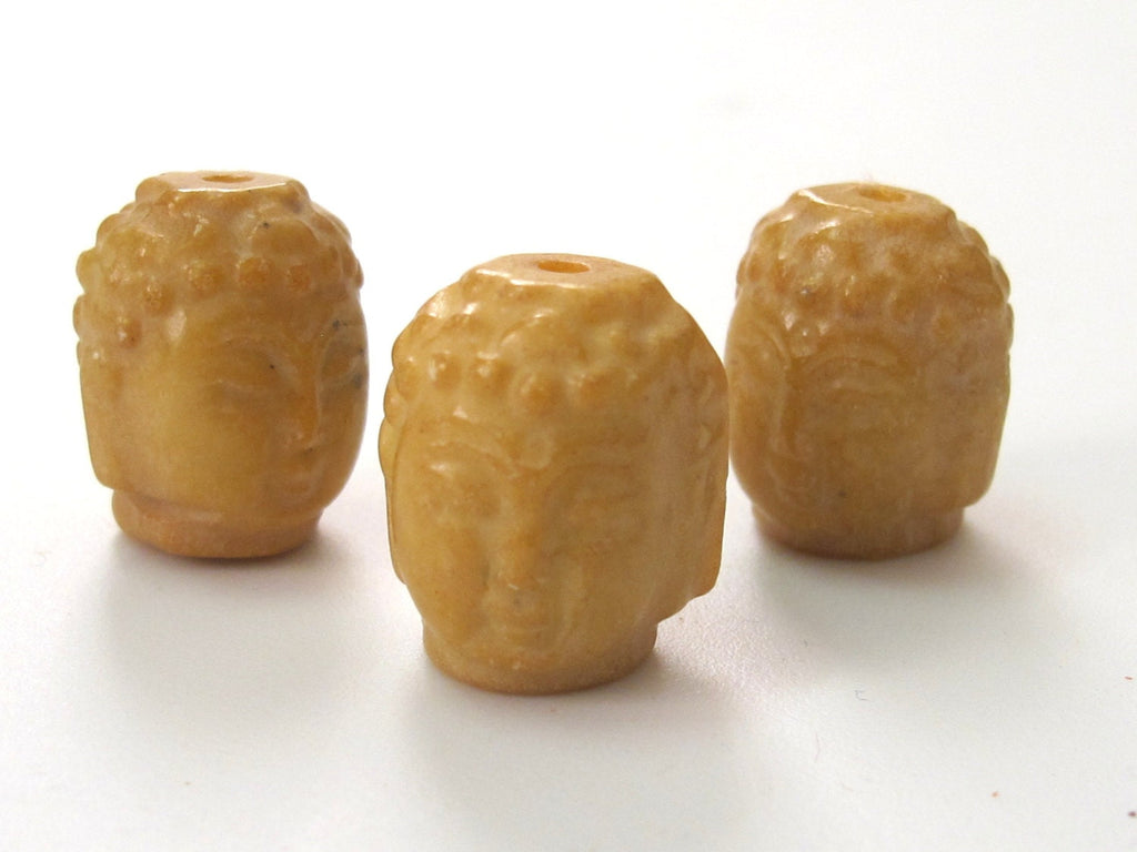 Carved honey Jadeite buddha bead - 1 piece - GM186
