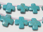 Turquoise howlite cross charm beads - 4 pieces - GM189