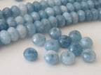 Microfaceted Aquamarine gemstone rondelle beads 8 mm - 5 beads - gm226