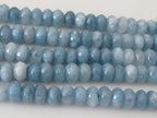 Microfaceted Aquamarine gemstone rondelle beads 8 mm - 5 beads - gm226