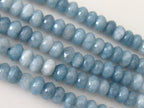 Microfaceted Aquamarine gemstone rondelle beads 8 mm - 5 beads - gm226