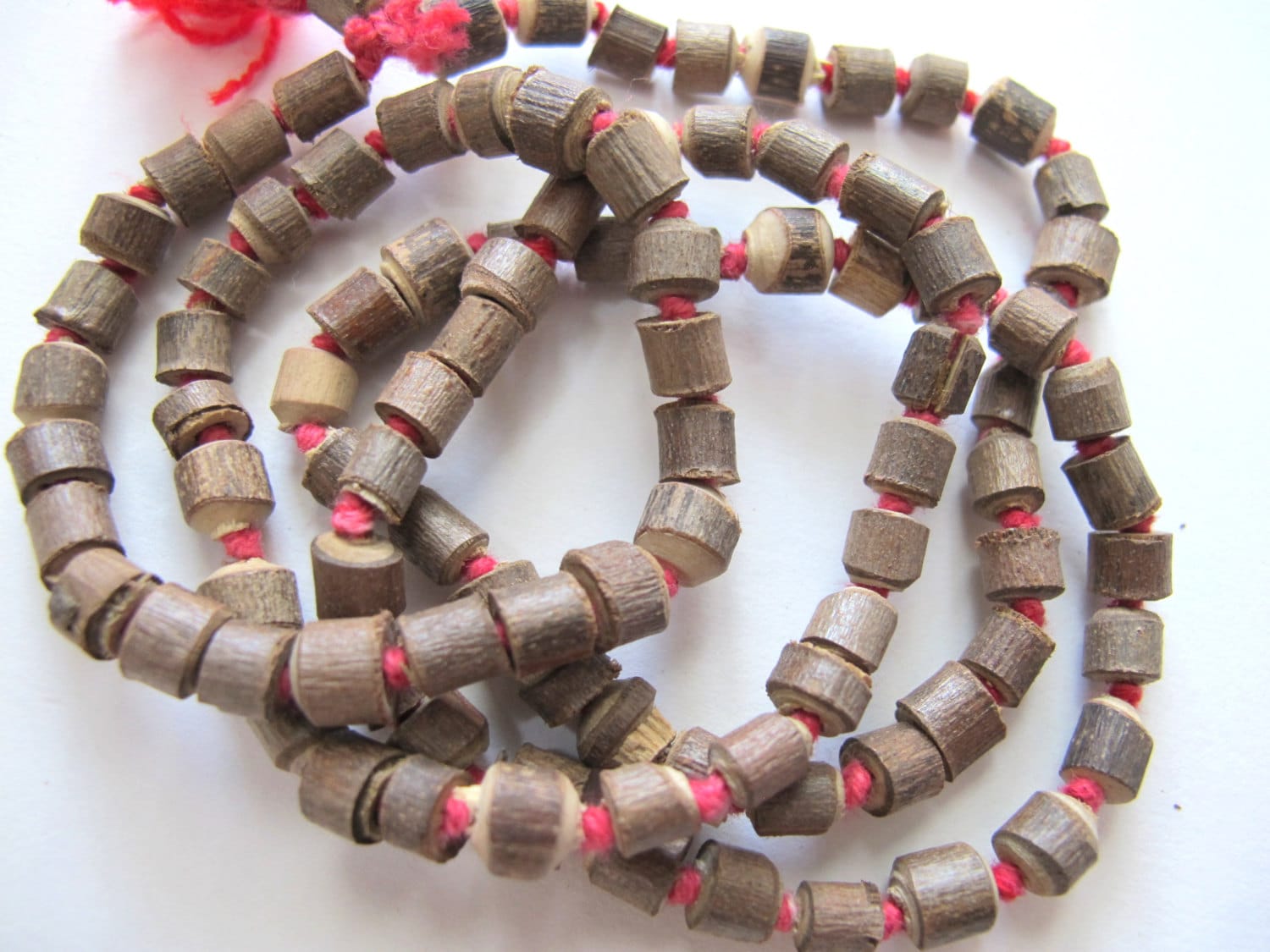 Smal size light weight Natural Tulsi wood beads strand knotted- 100 beads - NB094