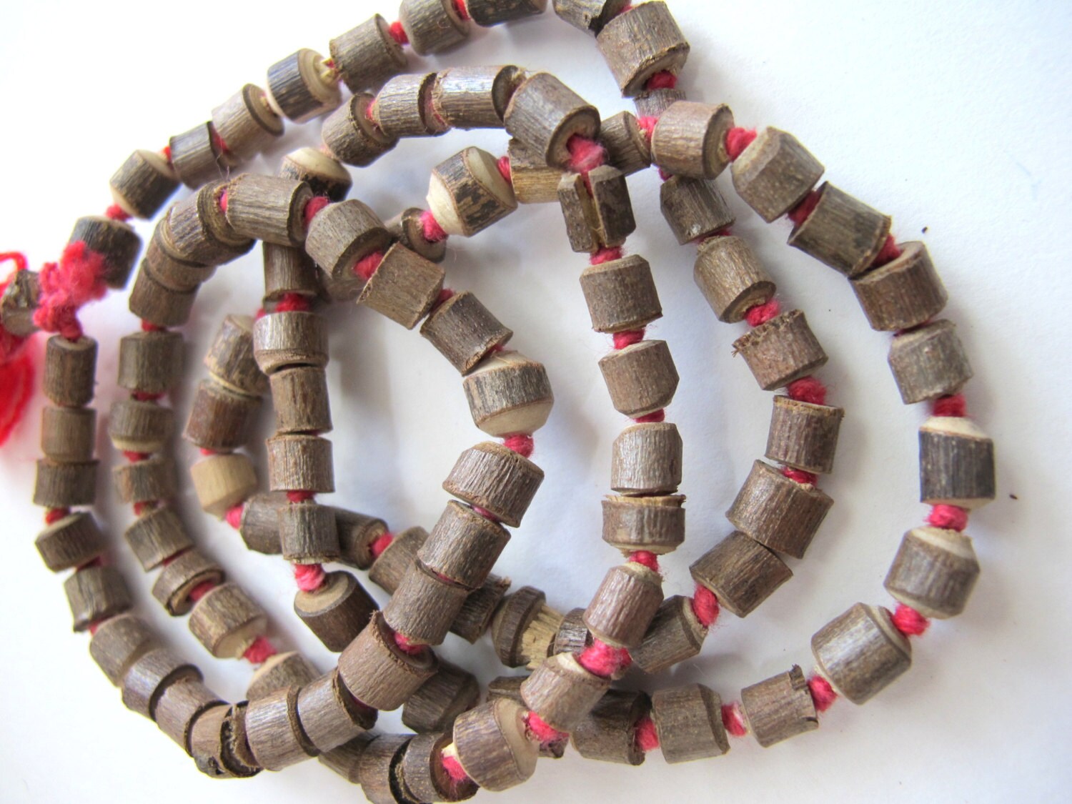 Smal size light weight Natural Tulsi wood beads strand knotted- 100 beads - NB094