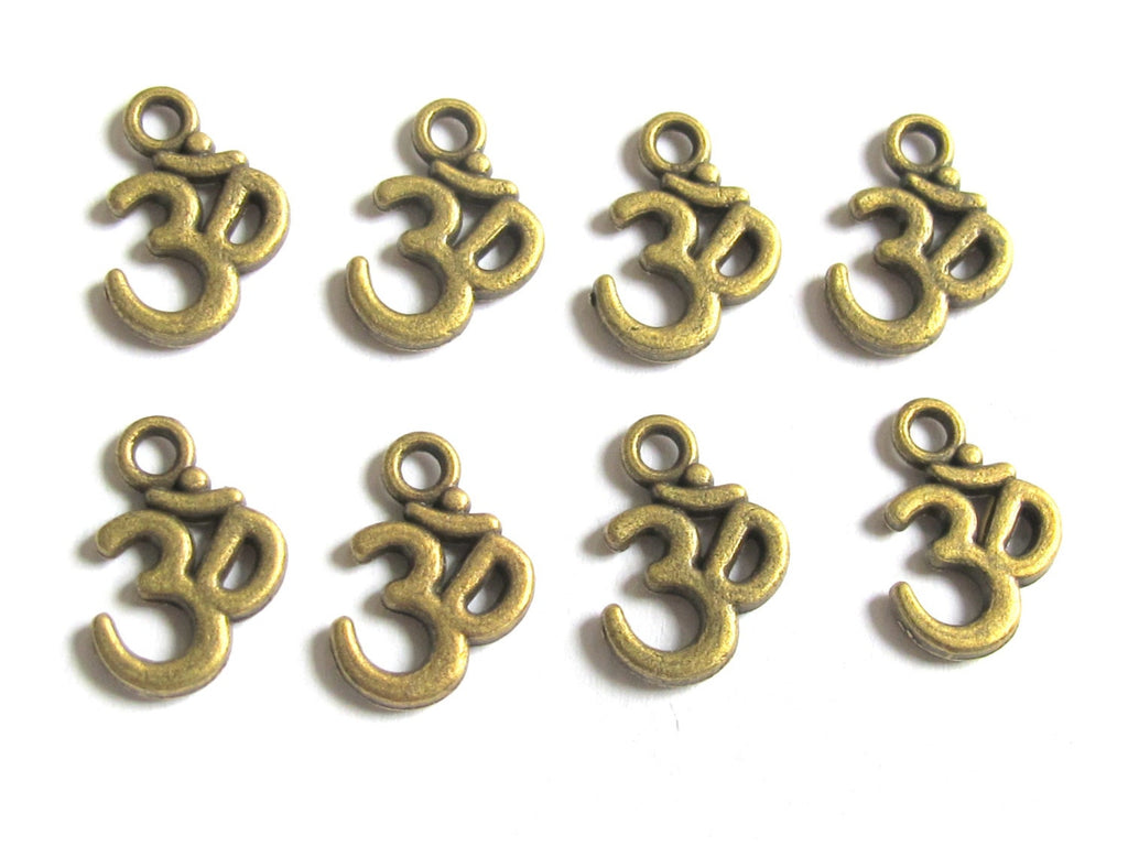 Brass tone yoga meditation om metal charms beads - 10 pieces - BD329
