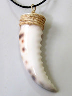 1 pendant - Carved cowrie shell tooth shape tribal pendant - SP002