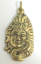 Hindu Lord Shiva symbol trident snake brass pendant - CP002 custom design copyright Nepalbeadshop
