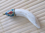 Tibetan Naga Conch shell pendant with turquoise lapis inlay - SP003
