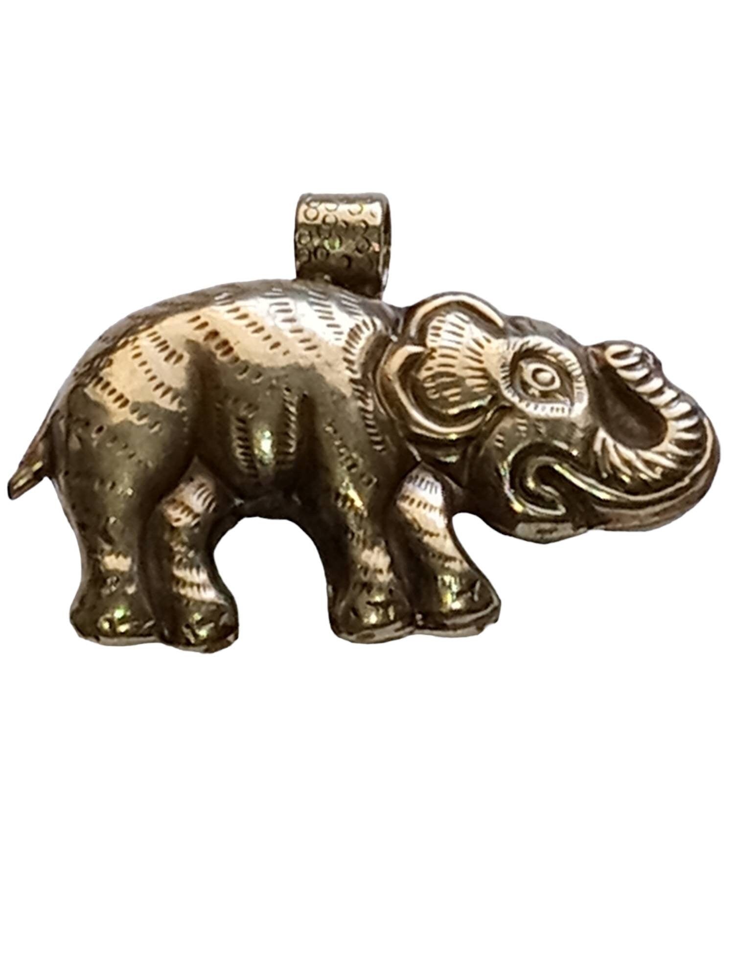 Large SIze Tibetan silver plated Elephant pendant with Lapis inlay - PM150BF