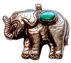Large SIze Tibetan silver plated Elephant pendant with Turquoise inlay - PM150BA