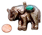 Large SIze Tibetan silver plated Elephant pendant with Turquoise inlay - PM150BA
