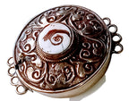 1 clasp - Large ethnic Tibetan silver shell inlaid statement clasp pendant from Nepal - LN033