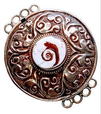 1 clasp - Large ethnic Tibetan silver shell inlaid statement clasp pendant from Nepal - LN033