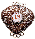 1 clasp - Large ethnic Tibetan silver shell inlaid statement clasp pendant from Nepal - LN033A