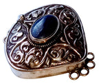 1 clasp - Large ethnic Tibetan silver Lapis inlaid statement clasp pendant from Nepal - LN033B