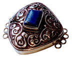 1 clasp - Large ethnic Tibetan silver Lapis inlaid statement clasp pendant from Nepal - LN033C