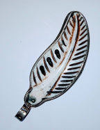 Carved leaf feather shape recycled cattle bone pendant- PB009ZA