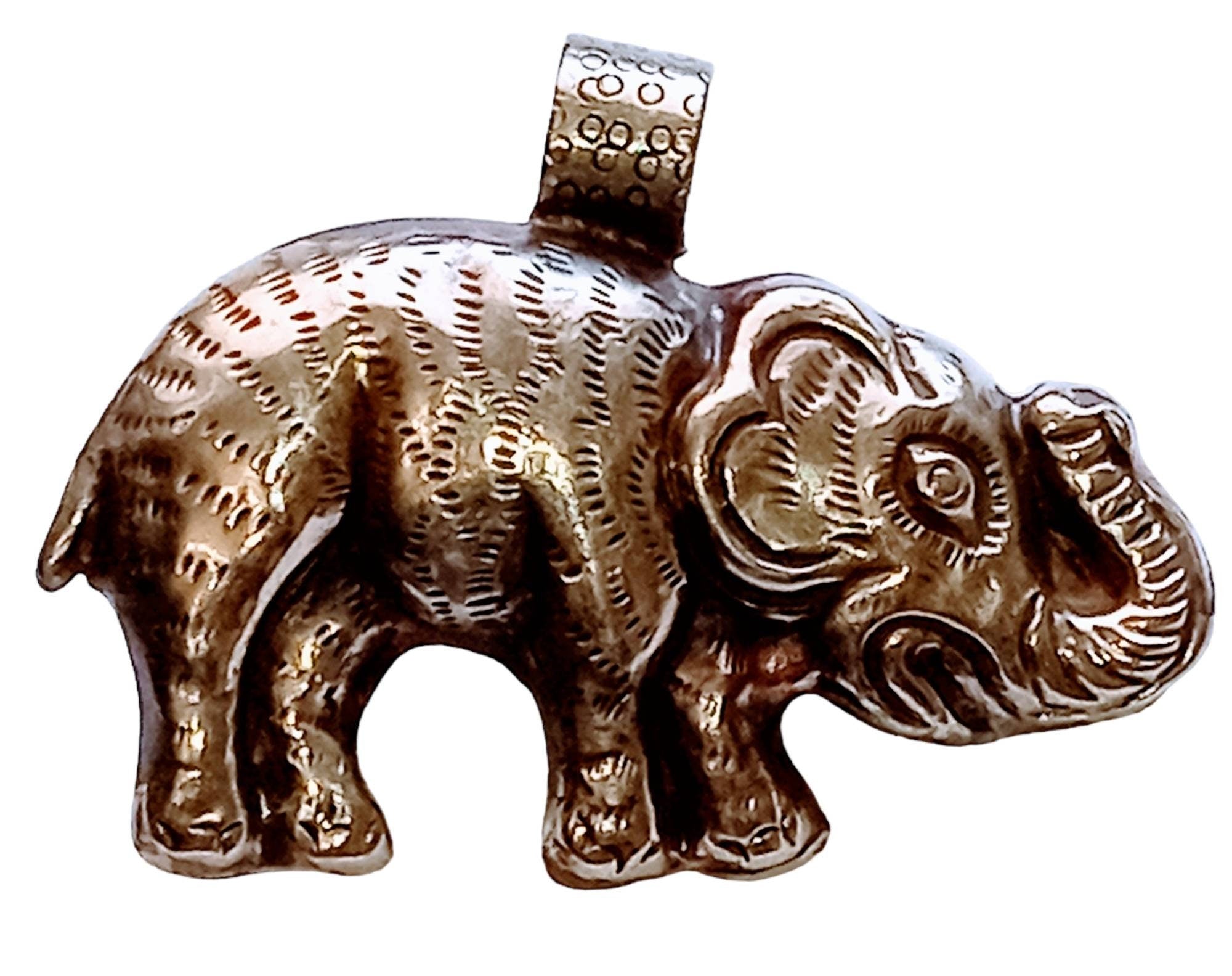 Large SIze Tibetan silver plated Elephant pendant with Turquoise inlay - PM150BD