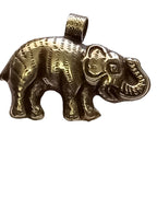 Large SIze Tibetan silver plated Elephant pendant with Lapis inlay - PM150BE