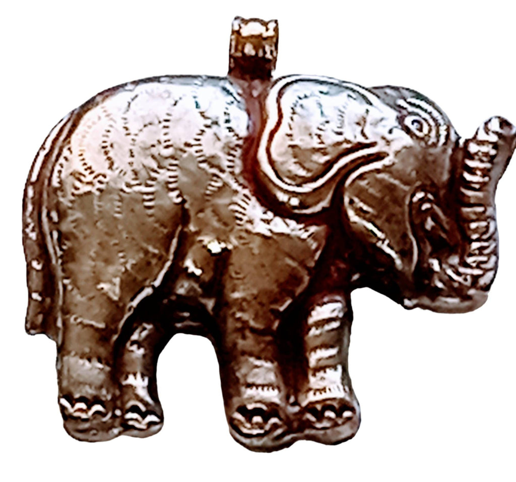 Large SIze Tibetan silver plated Elephant pendant with Turquoise inlay - PM150BA