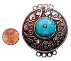 1 clasp - Large ethnic Tibetan silver turquoise gemstone inlaid statement clasp pendant from Nepal - LN032C