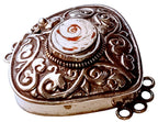 1 clasp - Large ethnic Tibetan silver shell inlaid statement clasp pendant from Nepal - LN033A