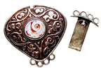 1 clasp - Large ethnic Tibetan silver shell inlaid statement clasp pendant from Nepal - LN033A