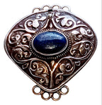1 clasp - Large ethnic Tibetan silver Lapis inlaid statement clasp pendant from Nepal - LN033B