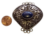 1 clasp - Large ethnic Tibetan silver Lapis inlaid statement clasp pendant from Nepal - LN033B