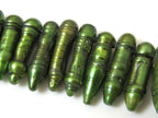10 beads Natural Freshwater Biwa Pearl Stick beads metallic green - PL011