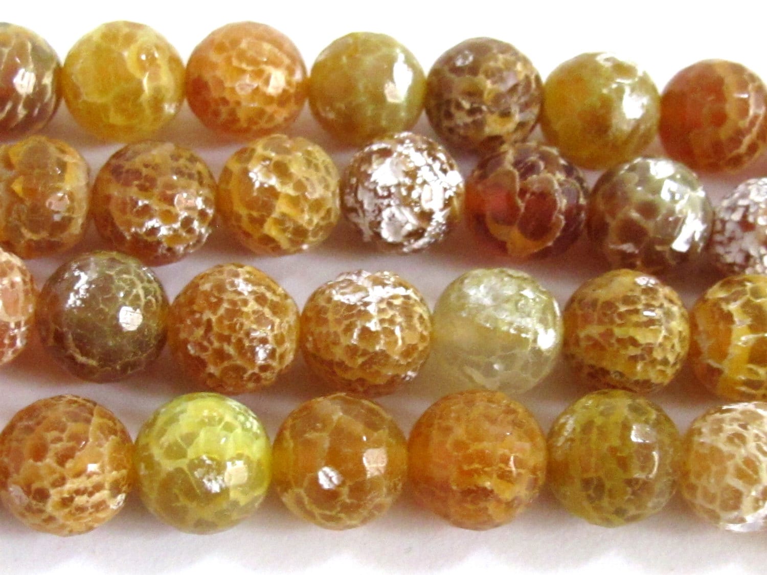 10 beads- Beautiful golden honey amber color frosted dragon veins agate beads 10mm -GM218
