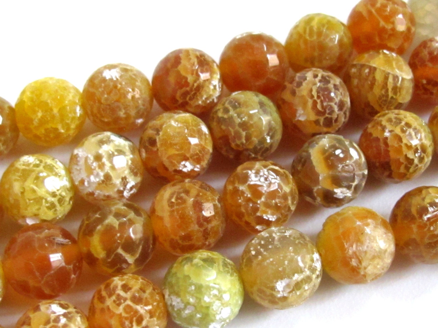 10 beads- Beautiful golden honey amber color frosted dragon veins agate beads 10mm -GM218