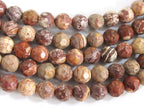 Earthy coffee tone picture Jasper round shape faceted gemstone beads 8 mm - 10 beads - GM220