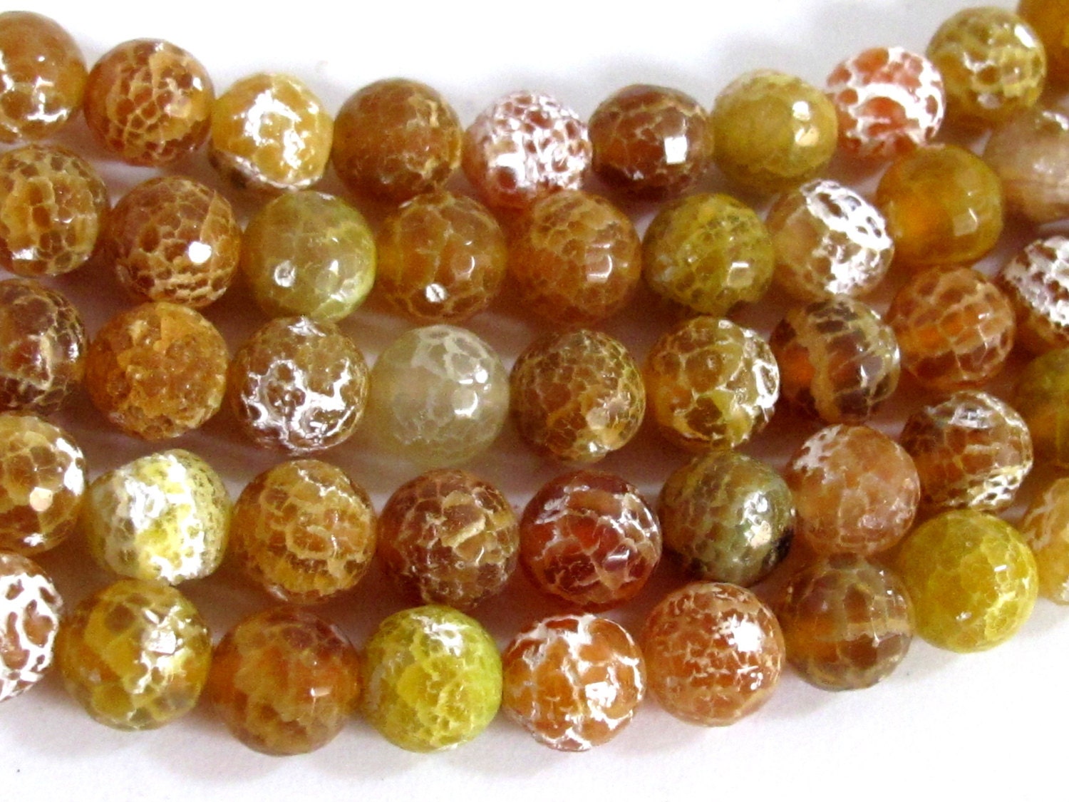 10 beads- Beautiful golden honey amber color frosted dragon veins agate beads 10mm -GM218