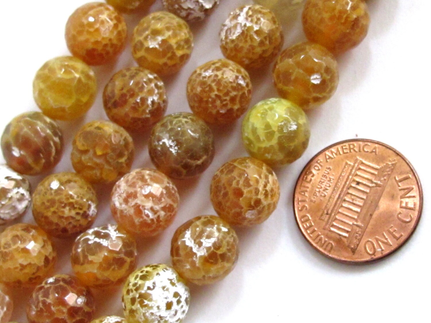 10 beads- Beautiful golden honey amber color frosted dragon veins agate beads 10mm -GM218
