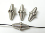 Tibetan Silver tone bicone metal beads - 4 beads - BD388