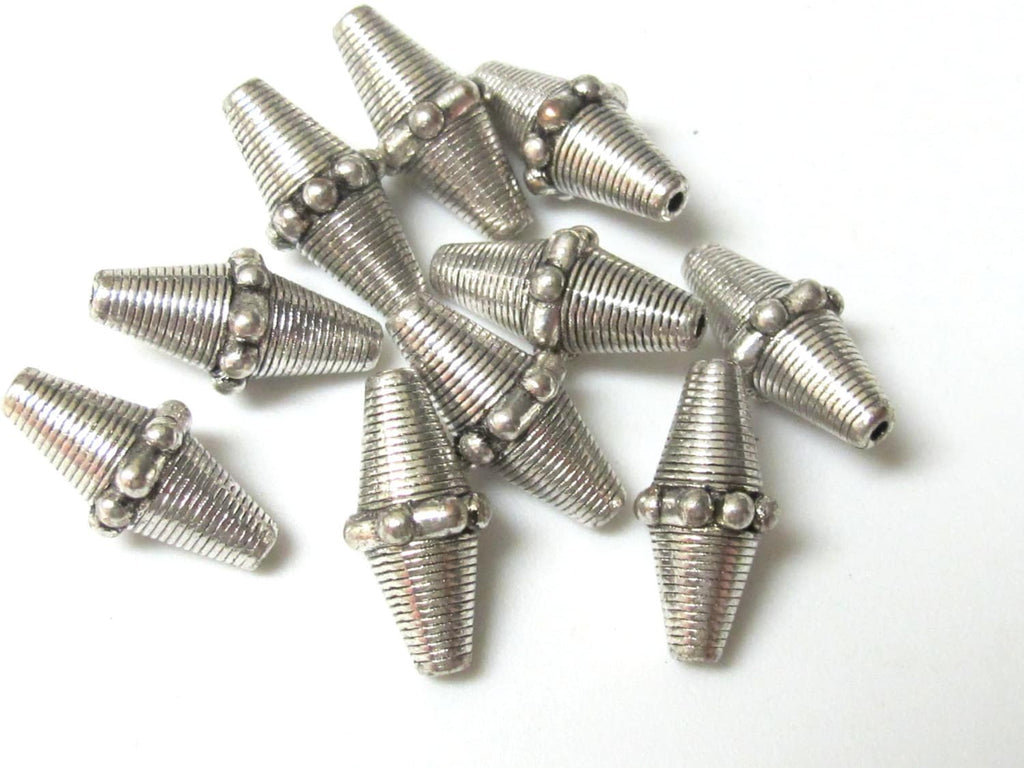 Tibetan Silver tone bicone metal beads - 4 beads - BD388