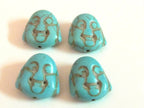 Turquoise howlite happy Buddha face focal pendant beads - 4 beads - BD401