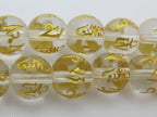 8 Beads-Tibetan om mantra etched clear quartz beads 10 mm - GM231s