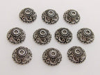 Tibetan floral design silver color bead cap 10 mm size - 10 pieces - BD406
