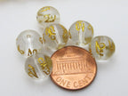 8 Beads-Tibetan om mantra etched clear quartz beads 10 mm - GM231s