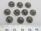 Tibetan floral design silver color bead cap 10 mm size - 10 pieces - BD406